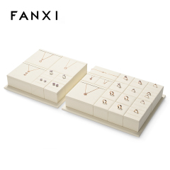 FANXI luxury beige microfiber jewelry display stand set