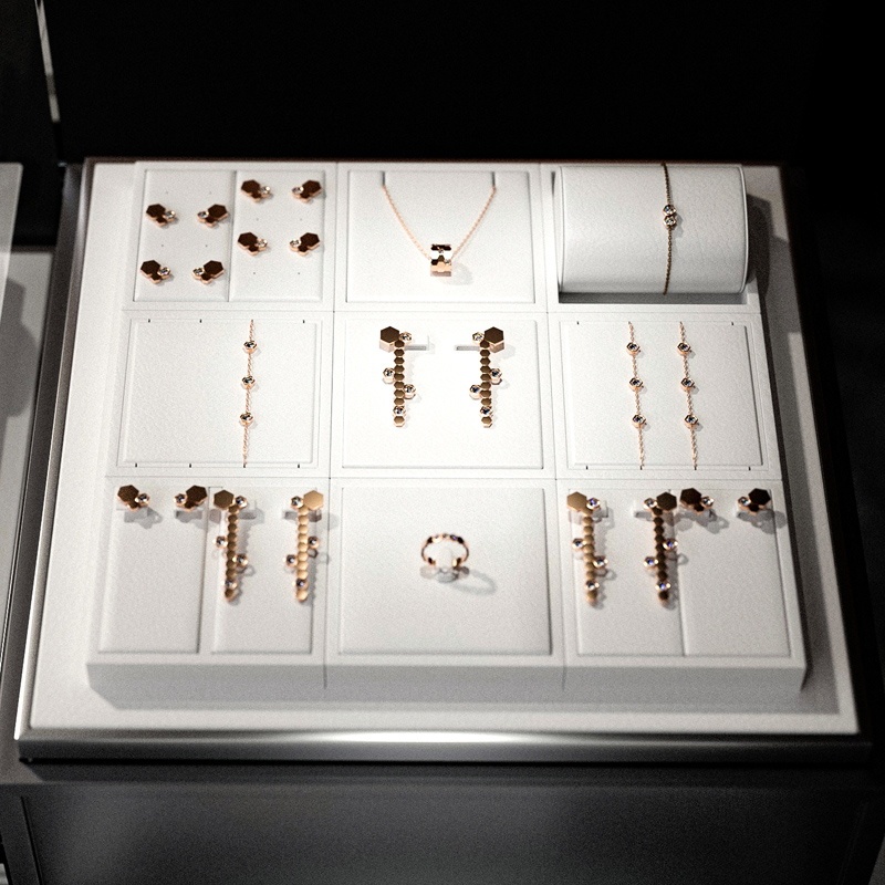 FANXI custom colour white leather jewelry display set