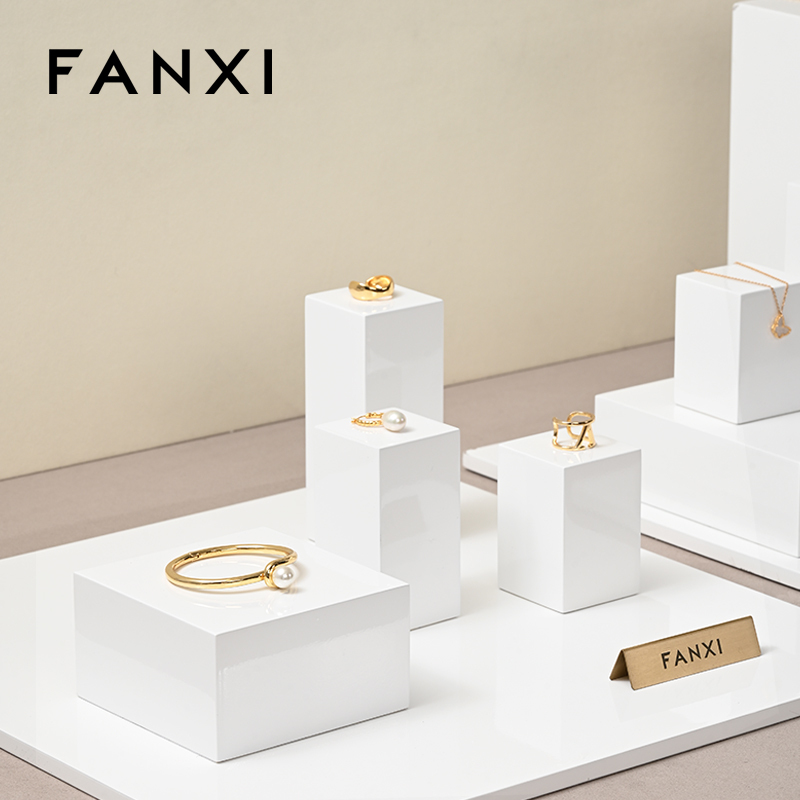 FANXI factory customize white colour wooden jewelry display