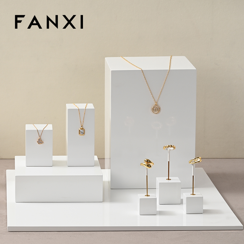 FANXI factory customize white colour wooden jewelry display