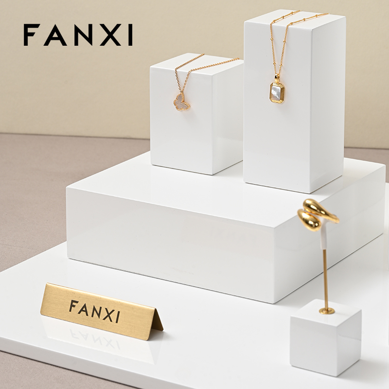 FANXI factory customize white colour wooden jewelry display