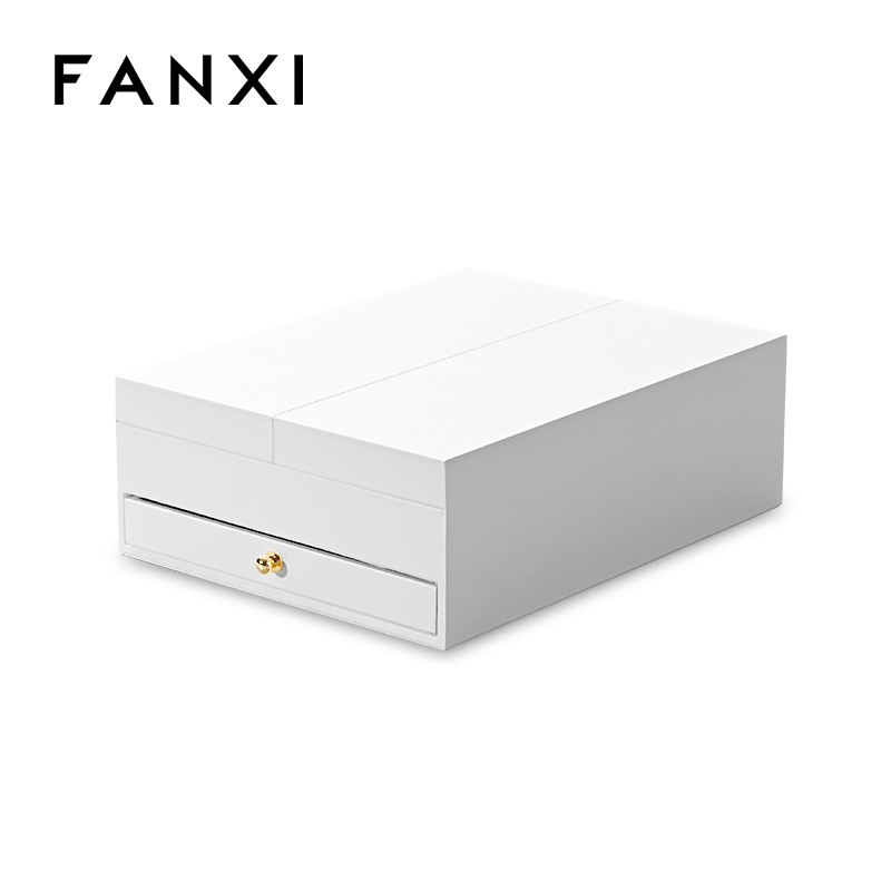 FANXI high quality white leather jewelry box with logo