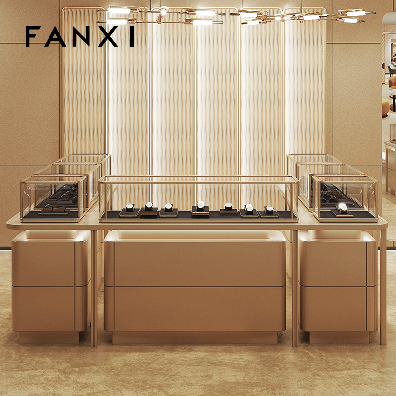 FANXI wholesale metal watch display tray with black pu leather