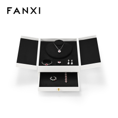 FANXI high quality white leather jewelry box with logo