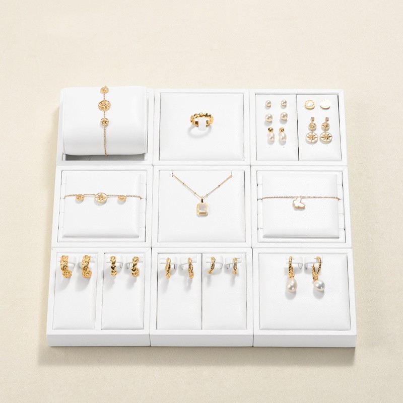 FANXI custom colour white leather jewelry display set