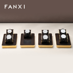 FANXI wholesale metal watch display tray with black pu leather