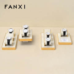 FANXI factory metal frame watch holder with beige leather