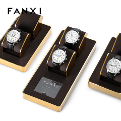 FANXI wholesale metal watch display tray with black pu leather