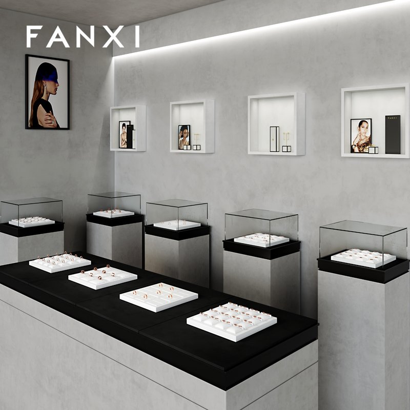 FANXI high end jewelry display tray with white leather