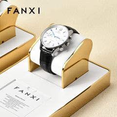 FANXI factory metal frame watch stand with white leather