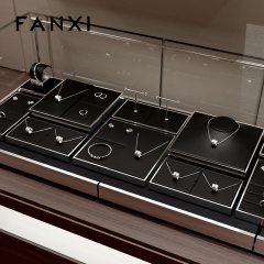 FANXI new arrival metal frame jewellery display set with black PU leather