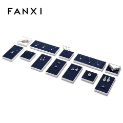 FANXI new arrival blue microfiber jewelry exhibitor with smoonth matel