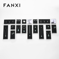 FANXI luxury black microfiber jewelry display stand with metal frame