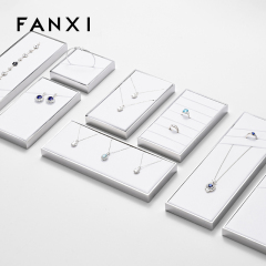 FANXI luxury white microfiber jewelry display stand with smooth metal