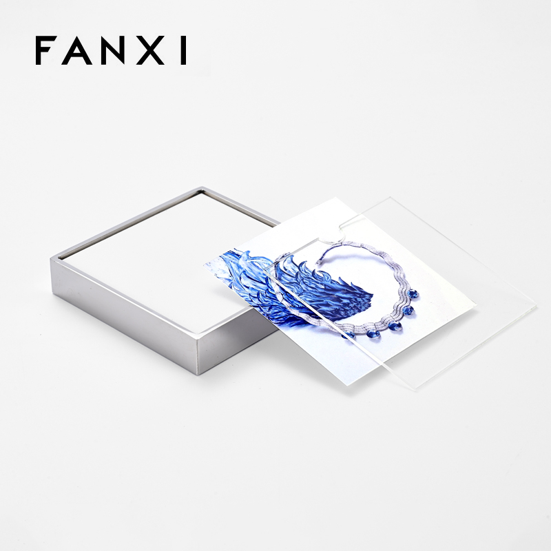 FANXI luxury white microfiber jewelry display stand with smooth metal