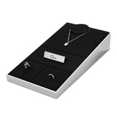 FANXI hot sale black colour microfiber jewellery display set with smooth metal