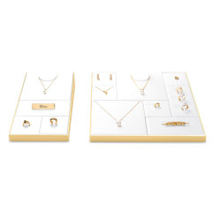 FANXI custom high quality white PU leather jewelry display with smooth stainless steel