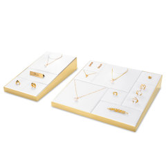 FANXI custom high quality white PU leather jewelry display with smooth stainless steel