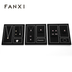 FANXI factory black microfiber jewelry display set with shining metal