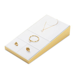 FANXI custom high quality white PU leather jewelry display with smooth stainless steel