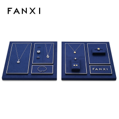 FANXI high end blue microfiber jewelry display stand set