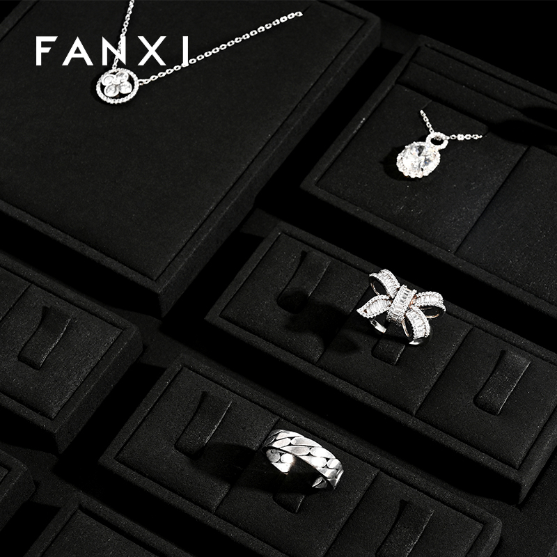 FANXI black microfiber wooden jewelry display