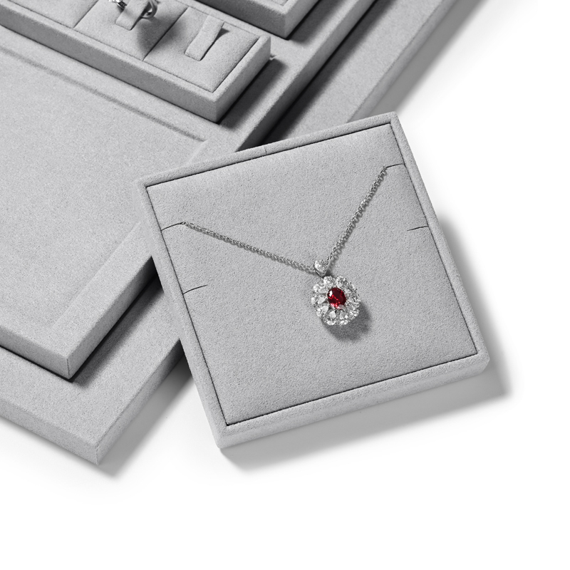 FANXI luxury wood jewelry display set with gray microfiber