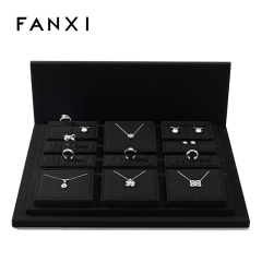 FANXI black microfiber wooden jewelry display