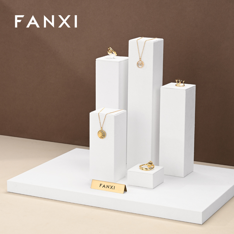 FANXI luxury white microfiber jewellery display set