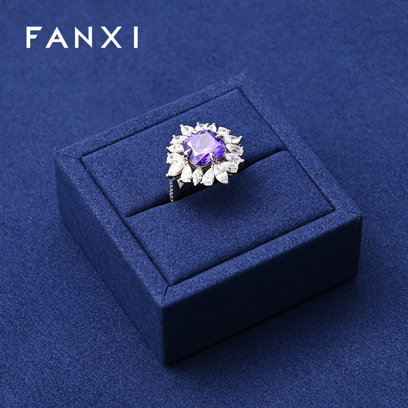 FANXI high end blue microfiber jewelry display stand set