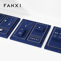 FANXI high end blue microfiber jewelry display stand set