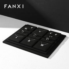 FANXI black microfiber wooden jewelry display