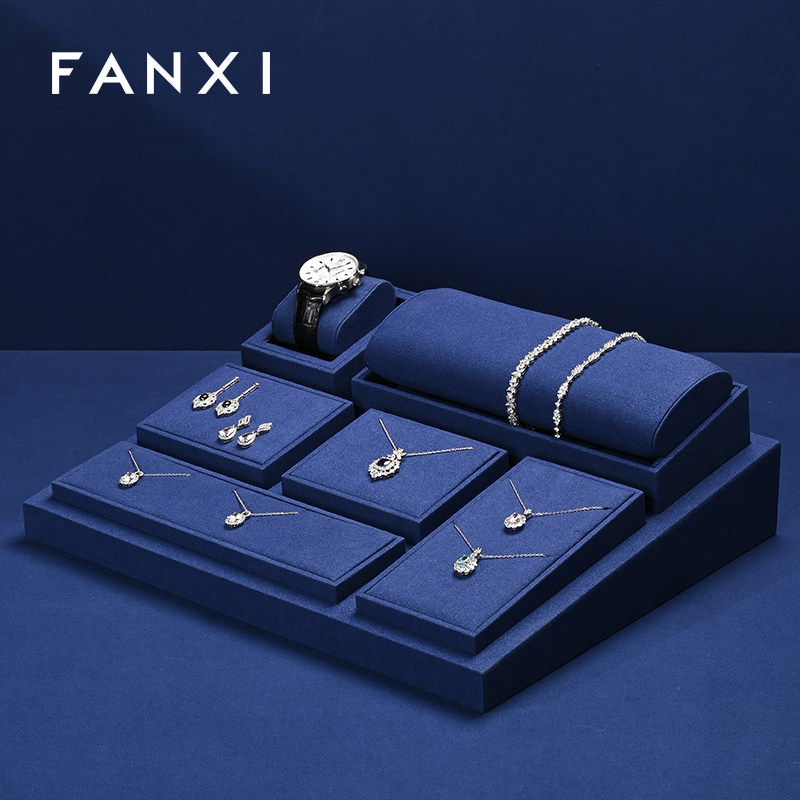 FANXI high end jewelry holder with blue microfiber