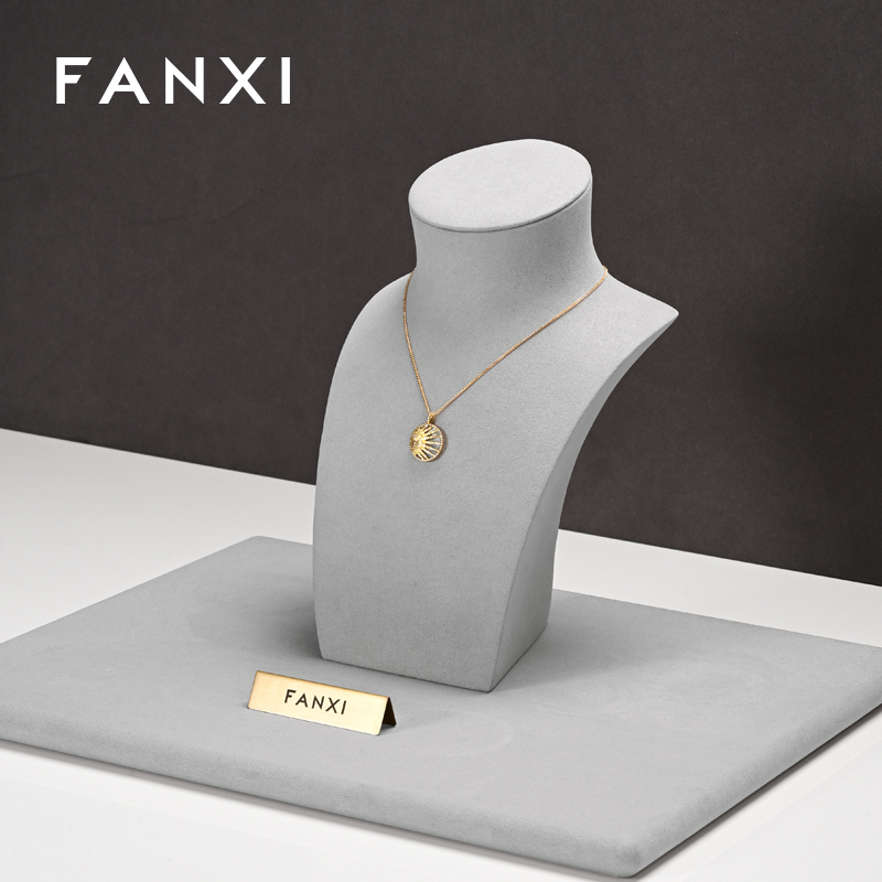 FANXI wholesale grey micofiber jewellery display stand