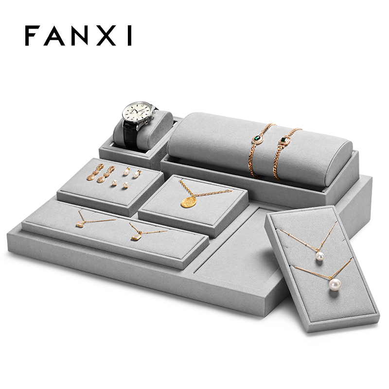 FANXI hot sale gray microfiber jewelry stand