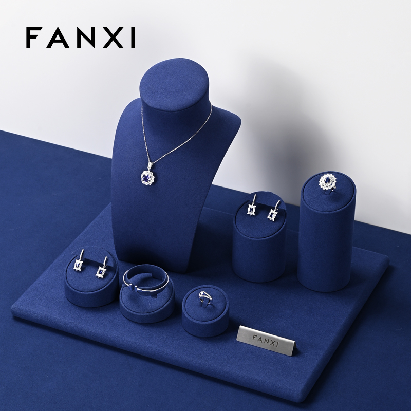 FANXI factory jewelry holder set with blue microfiber