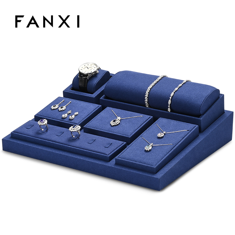 FANXI high end jewelry holder with blue microfiber