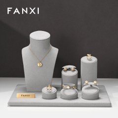FANXI wholesale grey micofiber jewellery display stand
