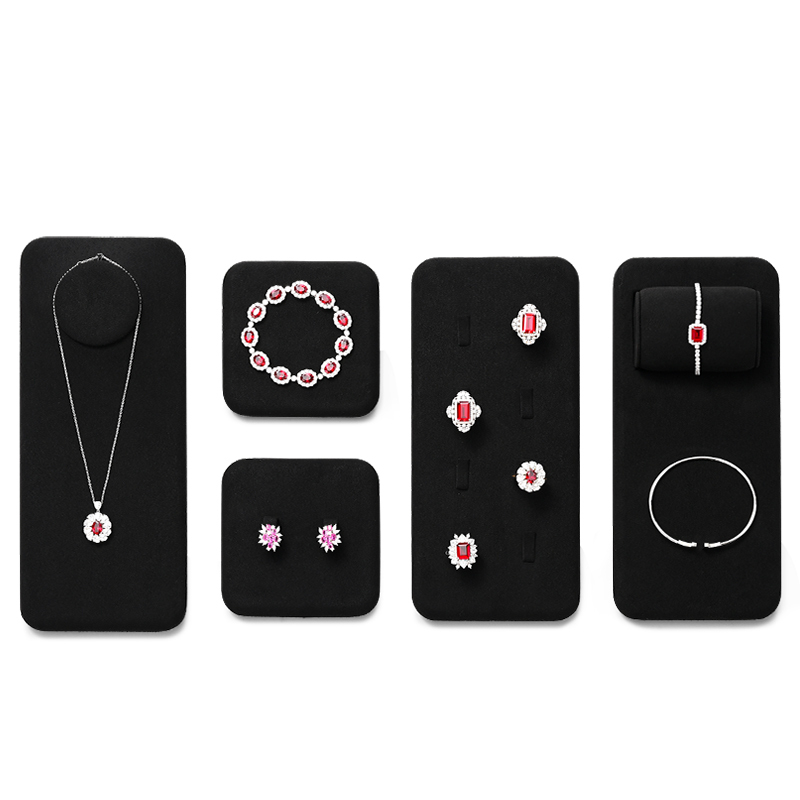 FANXI luxury black colour microfiber jewelry display set