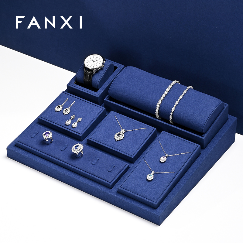 FANXI high end jewelry holder with blue microfiber