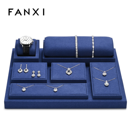 FANXI high end jewelry holder with blue microfiber
