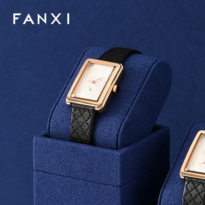 FANXI new arrival blue microfiber watch stand with metal frame