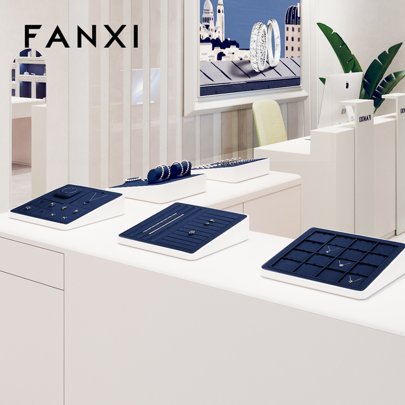 FANXI high quality jewellery holder with blue microfiber