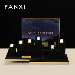 FANXI luxury fashion black microfiber watch display stand with metal structure