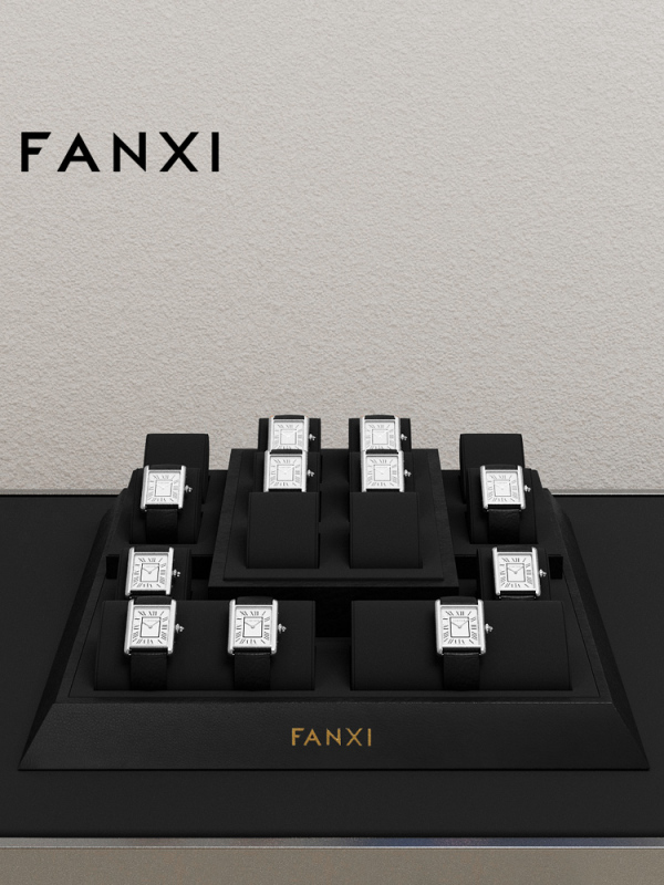 FANXI high quality luxury black microfiber watch display stand