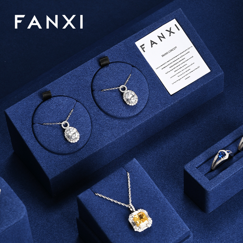 FANXI new arrival blue microfiber jewellery hanger