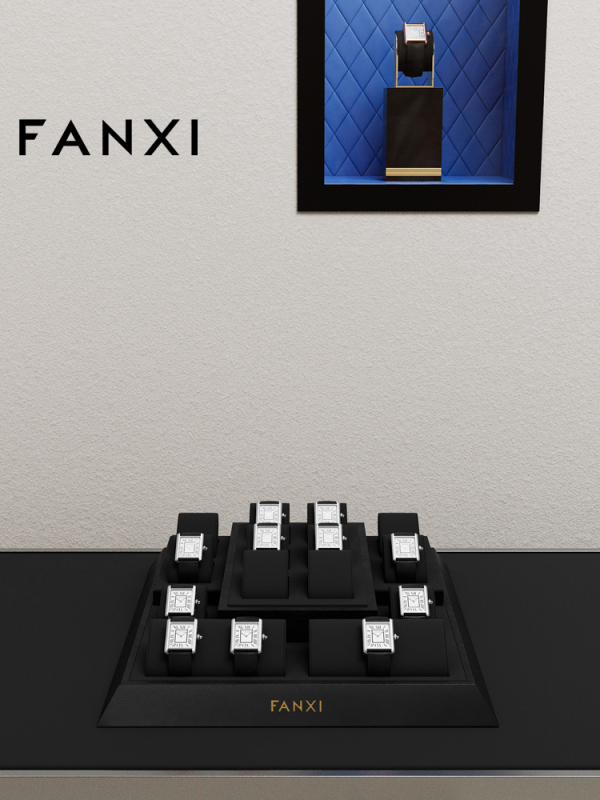 FANXI high quality luxury black microfiber watch display stand