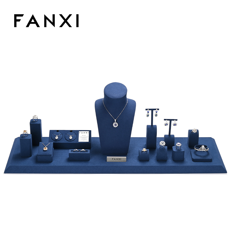 FANXI new arrival blue microfiber jewellery hanger