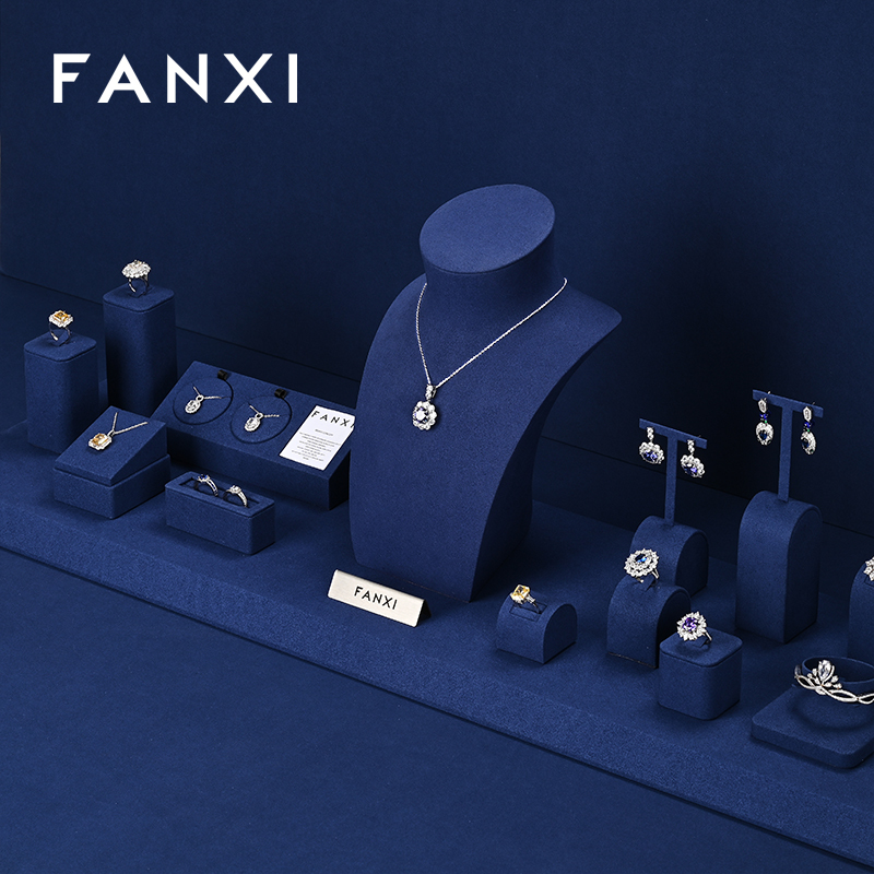 FANXI new arrival blue microfiber jewellery hanger