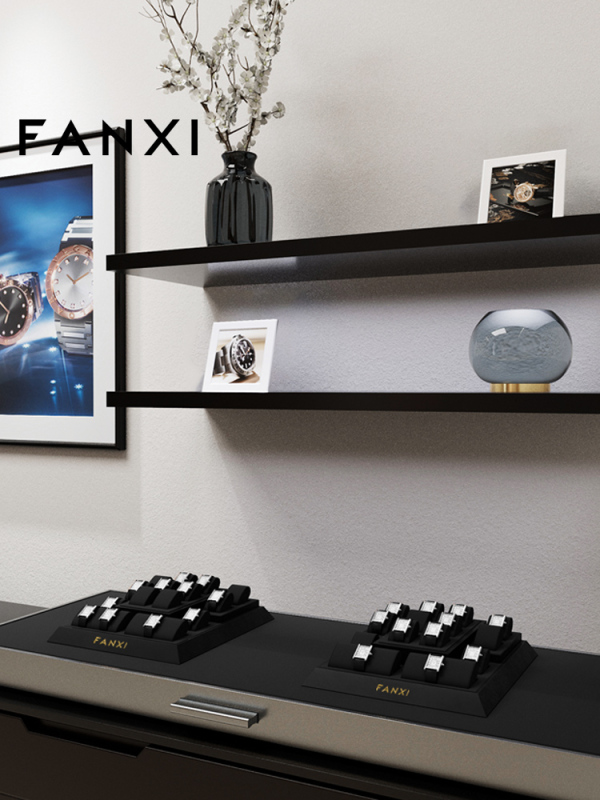 FANXI high quality luxury black microfiber watch display stand